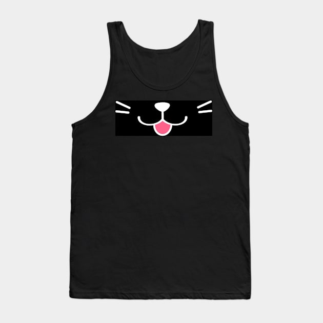 Happy Kitty Black Tank Top by GenieKali